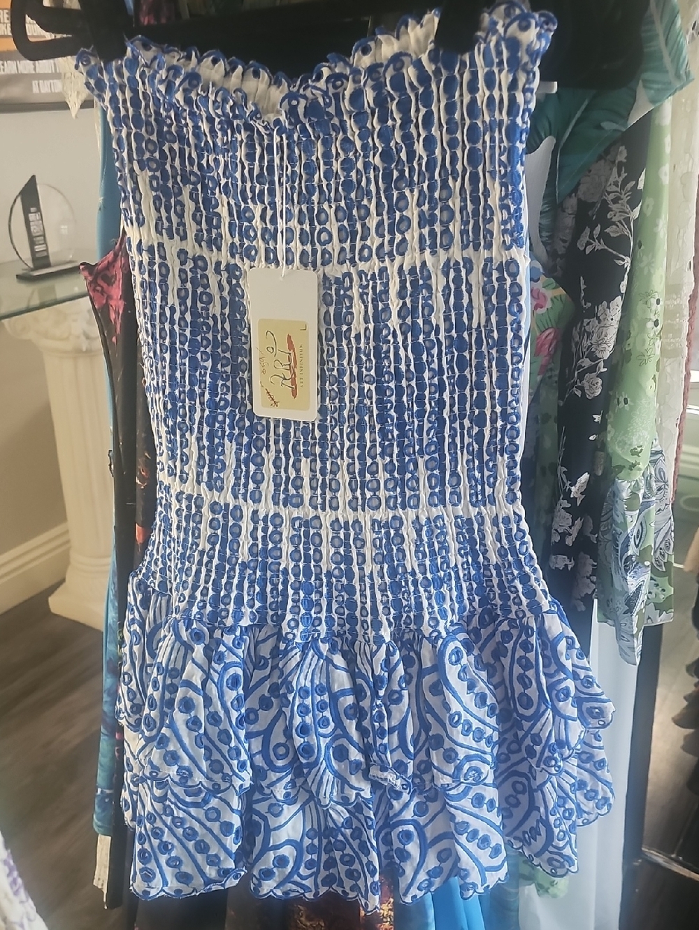 NWT Blue embroidered strapless Sundress from ArtInfinitum.art Fashion House